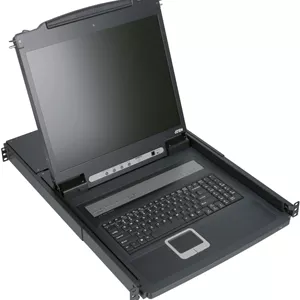 سوئیچ KVM اِی تِن CL1308N با ۸ پورت USB PS/2، نمایشگر ۱۹ اینچی LCD و قابلیت توسعه زنجیره‌ای