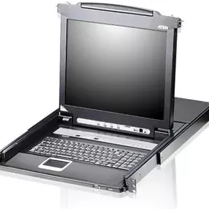 سوئیچ ۱۶ پورت ۱۹ اینچی LCD KVMP آتن، دارای پورت USB، مدل CL5716N-ATA-2XK06UG (دارای صفحه کلید UK با پورت USB)