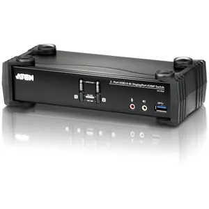 سوئیچ KVM دو پورت USB 3.0 4K DisplayPort آتن مدل CS1922 (همراه با کابل) MST DPHDMI DVI از طریق DP به HDMI/DVI، آداپتور DP