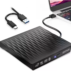 درایو CD/DVD اکسترنال، درایو CD RW قابل حمل USB 3.0 USB-C، پخش کننده DVD، رایت کننده DVD برای لپ تاپ، دسکتاپ، سازگار با ویندوز 7/8/10/11، مک، مک بوک پرو/ایر، لینوکس (دو سوکت در یک)