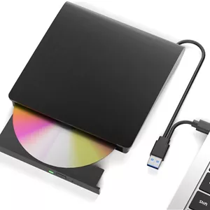 درایو بلوری DVD اکسترنال Wintale، درایو DVD بلوری اکسترنال قابل حمل سه بعدی با USB 3.0 و پورت دوگانه Type-C، پخش کننده بلوری اکسترنال مناسب برای ویندوز XP/7/8/10/11 MacOS برای PC، لپ تاپ، دسکتاپ، مک