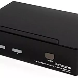 سوئیچ KVM دو پورت DVI استار تک - USB DVI - پشتیبانی از کلید میانبر و صدا - سوئیچ KVM 1920x1200 - سوئیچ ویدیویی KVM