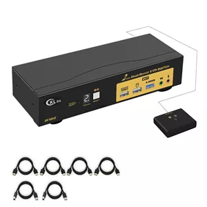 سوئیچ KVM دو پورت HDMI CKLau با پشتیبانی از دو مانیتور 8K@60Hz و 4K@144Hz به همراه کابل، پشتیبانی از شبیه سازی EDID، سوئیچینگ با کلیدهای میانبر، خروجی صدای دیجیتال فیبر نوری 5.1 و صدای فراگیر 7.1