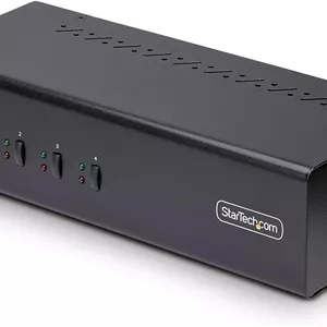 سوئیچ KVM چهار پورت دو مانیتوره DisplayPort استار تک، 4K 60Hz، دارای 2 پورت هاب USB 5Gbps، 2 پورت USB 2.0 HID، سوئیچینگ با کلید میانبر و دکمه فشاری، سازگار با TAA (P4DD46A2-KVM-SWITCH)
