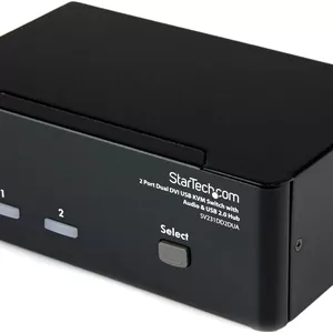 سوئیچ KVM دو پورت DVI با هاب USB 2.0 و صدا - رزولوشن 1920x1200