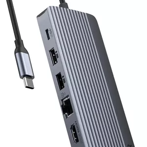 هاب USB-C سه گانه Anker (14 در 1)، نمایشگر سه گانه، HDMI 4K@60Hz با حداکثر توان 100 وات، پورت های داده USB-C USB-A با سرعت 5 گیگابیت بر ثانیه، برای لپ تاپ های MacBook، Lenovo، Dell XPS، HP (بدون شارژر)