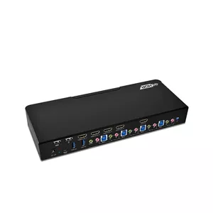 سوئیچ KVM چهار پورت HDMI 2.0a با رزولوشن 4K @60Hz 4:4:4، HDR، 18Gbps، 3D، HDCP 2.2/1.4 - دارای هاب USB 3.0، ورودی و خروجی صدا، کلیدهای میانبر - سوئیچ KVM برای 4 کامپیوتر (PRO-KVMaud4Pv2)