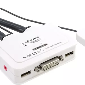 سوئیچ KVM دو پورت DVI-D USB با صدا و کابل یکپارچه InLine 61613I