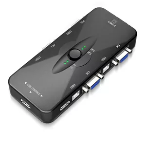 سوئیچ KVM چهار پورت، USB 2.0 KVM VGA/SVGA، سوئیچ VGA KVM با هاب USB، آداپتور جعبه سوئیچ کامپیوتر برای صفحه کلید کامپیوتر