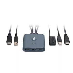 سوئیچ KVM دو پورت HDMI آی اوگیر با کابل - اتصالات USB و HDMI - کنترل 2 کامپیوتر با یک مانیتور، کیبورد و ماوس - Plug & Play - 1080p/1920x1200 - ویندوز، مک، لینوکس - GCS32HU