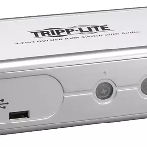 سوئیچ KVM دسکتاپ 4 پورت DVI/USB Tripp Lite با صدا و کابل (B004-DUA4-K-R)، نقره ای