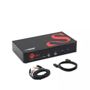 سوئیچ KVM دو پورت DisplayPort 4K سیگ با صدا و میکروفون، DP 1.2 4K60، USB 3.0 x4، USB 2.0 x2، شامل کابل، کنترل کلید میانبر، محافظ ESD، بدنه فلزی (CE-DP0F11-S1)