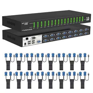 سوئیچ KVM شانزده پورت MT-VIKI IP، کنسول KVM رکمونت از طریق IP، دسترسی محلی و از راه دور، پشتیبانی از کلید میانبر و OSD، شامل 16 کابل VGA KVM