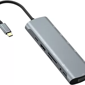 داک استیشن هاب USB C سوراندی 12 در 1، آداپتور چند پورت لپ تاپ با PD، HD، VGA، USB3.0، USB2.0، Type C، RJ45، T Flash، هدفون