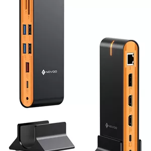 ایستگاه اتصال لپ تاپ 15 در 1 NOVOO برای نمایشگر سه گانه با دو خروجی 4K@60Hz HDMI8K@30Hz DP6 پورت USB (شامل 10Gbps USB-A/C)میزبان USB100W PD1000M LANSD/TF، سازگار با MacBook/Dell/HP/Lenovo