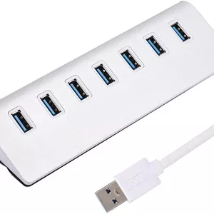 هاب USB 3.0 هفت در یک، ایستگاه اتصال آلیاژ آلومینیوم با سرعت انتقال داده بالا 5 گیگابیت بر ثانیه، 7 پورت توسعه، اتصال و پخش برای لپ تاپ، کامپیوتر، هارد دیسک، ماوس، کیبورد، فلش درایو