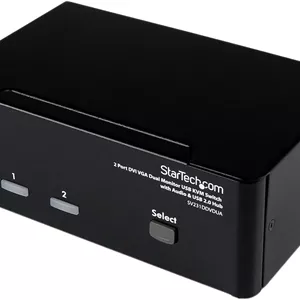 سوئیچ KVM دو پورت StarTech.com - DVI و VGA با هاب صوتی و USB 2.0 - سوئیچ KVM دو مانیتوره / نمایشگر / صفحه نمایش - DVI VGA , TAA (SV231DDVDUA)