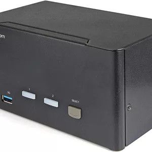 سوئیچ KVM دو پورت سه مانیتوره DisplayPort استار تک - 4K 60Hz UHD HDR - دسکتاپ DP 1.2 KVM با هاب USB 3.0 دو پورت (5Gbps) و 4 پورت USB 2.0 HID، صدا - سوئیچینگ Hotkey - TAA (SV231TDPU34K)