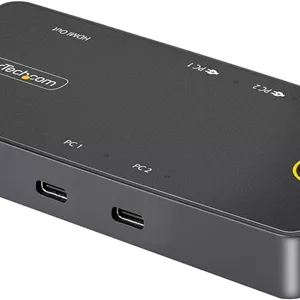 سوئیچ KVM دو پورت USB-C استار تک، مانیتور HDMI تک 4K 60 هرتز، انتقال توان 100 واتی برای هر لپ تاپ/تبلت، تغذیه از طریق گذرگاه، سازگار با USB Type-C/USB4/Thunderbolt 3/4، TAA