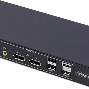 سوئیچ KVM دو پورت DisplayPort با قابلیت نمایش دو مانیتور StarTech.com، ماتریس ویدیویی Dual View، 4K 60Hz، هاب USB با 4 پورت، سازگار با TAA