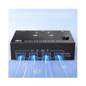 سوئیچ KVM دیسپلی پورت USB 3.0 با کیفیت 8K، دو مانیتور، دو کامپیوتر، 8K@30Hz، 4K@144Hz، سوئیچ های KVM دو مانیتوره DP 1.4 با 4 پورت USB 3.0 (202DP-USB 3.0)