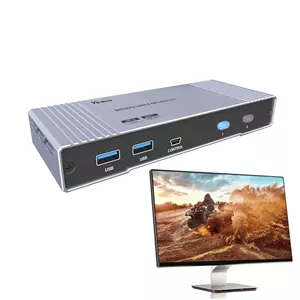 سوئیچ KVM دو پورت HDMI 8K، سوئیچ KVM HDMI 2.1 با رزولوشن 8K@60Hz برای 2 کامپیوتر 1 مانیتور 4 هاب USB3.0، پشتیبانی از 4K@120Hz، 2K@144Hz، 1080P@240Hz (شامل 2 کابل USB 3.0)