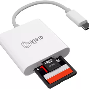 کارت خوان SD، کارت خوان USB C برای آیفون 15/16 آیپد مک بوک ویندوز اندروید، آداپتور کارت 2 در 1 TF و SD، آداپتور کارت حافظه میکرو SD قابل حمل، نمایشگر دوربین تریل، پلاگین و پخش