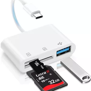 آداپتور کارت خوان SD با پورت USB C برای آیفون، کارت خوان حافظه 3 در 1 با دو اسلات به همراه آداپتور دوربین USB، آداپتور دوربین دیجیتال آیفون 15/16/17، آیپد، مک، مک بوک پرو/ایر، اندروید، لپ تاپ