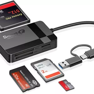 کارت خوان SD، کارت خوان حافظه 4 در 1 USB C USB 3.0 آداپتور اتصال دوگانه خواندن همزمان کارت های SD MS CF TF پشتیبانی از Micro SD/Micro. سازگار با رایانه های رومیزی، تبلت ها و تلفن های هوشمند USB-C