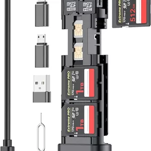 کابل کارت خوان چند منظوره 9 در 1 BUDI با USB 3.0 TF/SD Type-C با آداپتور OTG برای آیفون، اندروید و کامپیوتر، فلش مموری، اتصال و استفاده (نسخه ارتقا یافته)