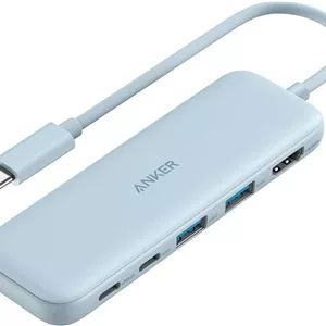 هاب USB-C انکر 332 (5 در 1) با خروجی HDMI 4K، پورت انتقال داده USB-C با سرعت 5 گیگابیت بر ثانیه و 2 پورت انتقال داده USB-A با سرعت 5 گیگابیت بر ثانیه، مناسب برای مک بوک پرو، مک بوک ایر، دل XPS، لنوو Thinkpad، لپ تاپ های HP و غیره (آبی)
