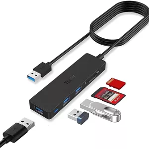 هاب USB 3.0، آداپتور چند پورت USB TSUPY 3.0 با کابل 1.2 متری، کارت خوان SD/TF و 3 پورت USB 3.0 سازگار با کامپیوتر، لپ تاپ، Surface Pro، MacBook، iMac Pro