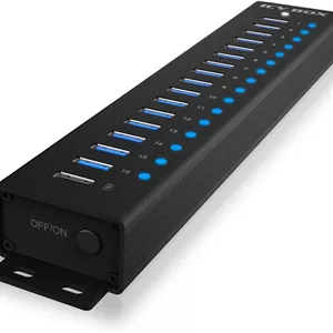 آی سی باکس هاب USB (17 پورت) 16x USB و 1x USB شارژ، USB 3.2 Gen 1 (5 گیگابیت بر ثانیه در هر پورت)، با آداپتور برق 96 وات، USB-A، آلومینیوم، IB-HUB1717-U3