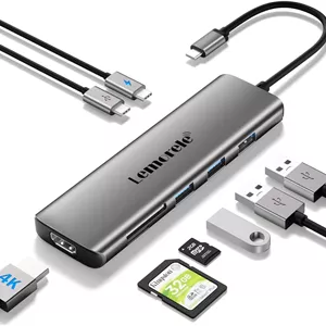 هاب USB C لمورله – داک استیشن 9 در 1 با بدنه آلومینیومی، دارای 4K HDMI، 3 پورت USB 3.0، PD 100W، SD/TF، انتقال داده Type-C، داک استیشن USB C برای MacBook Air/Pro، iPad، Windows، Lenovo، Switch، Chromecast
