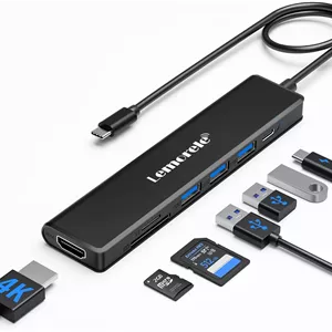 هاب USB-C لمورل، آداپتور 7 در 1 با HDMI 4K @ 30Hz، شارژ 100 واتی PD، 1 پورت داده USB 3.0 5 گیگابیت بر ثانیه، 2 پورت USB 2.0، SD/TF، دانگل چند پورت USB-C برای MacBook/ChromeBook/Dell/HP/Lenovo