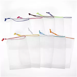 10 عدد کیسه صابون برای صابون های قالبی، کیسه توری لایه بردار با بند کشی، کیسه صابون دست ساز شامپو، کیسه توری فوم برای تمیز کردن صورت، حمام بدن با فنجان های مکش (چند رنگ)