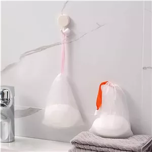 7 عدد کیسه صابون، کیسه صابون توری لایه بردار، کیسه نرم نگهدارنده صابون آویز با بند کشی برای حمام (رنگی)