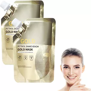 ماسک طلایی KASTWAVE، 2 عدد ماسک لایه بردار حاوی رتینول و سم مار، ضد پیری، لیفتینگ، روشن کننده و احیا کننده، از بین برنده جوش های سرسیاه، آلودگی و چربی برای بانوان