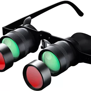 دوربین دوچشمی عینک دار، 10x HD با فوکوس قابل تنظیم به همراه گیره پلاریزه قرمز، دوربین دوچشمی تئاتر پوشیدنی بدون دست برای ماهیگیری، تماشای مناظر، تماشای پرندگان، کنسرت ها