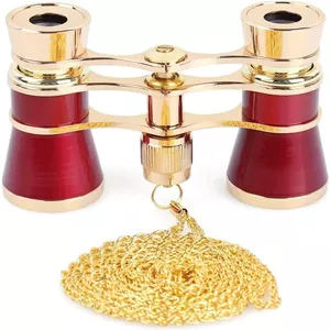 دوربین شکاری تئاتری تاشو کلاسیک 3X25 با بدنه فلزی و زنجیر، لنز اپتیکال، طراحی رترو، هدیه زنانه (E)