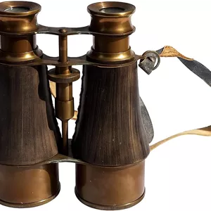 دوربین دوچشمی برنجی قدیمی دریایی تلسکوپ با روکش چرمی و بند، هدیه ای برای پسر/پدر/مردان/دوست