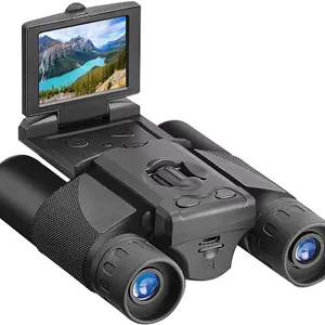 دوربین دوچشمی 10x25 با دوربین 2.5K - ضبط کننده ویدئویی HD 2 در 1 و عکسبرداری 4 مگاپیکسلی، زوم اپتیکال 10 برابرزوم دیجیتال 8 برابر، برد 1000 فوت/3280 فوت برای شکار، تماشای پرندگان، مسافرت، کنسرت ها (مشکی)