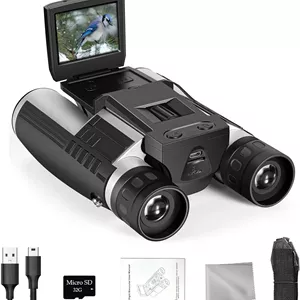 دوربین دوچشمی دیجیتال 5 مگاپیکسلی با LCD 2 اینچی و حافظه 32 گیگابایتی، ضبط کننده ویدیو و عکس 12X32 برای تماشای پرندگان، مسابقات فوتبال و کنسرت