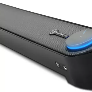 اسپیکر ساندبار کامپیوتر رومیزی GOgroove مدل SonaVERSE UBR (مشکی) با جک های هدفون و میکروفون با دسترسی آسان - تغذیه از طریق USB، نورپردازی LED، طول جمع و جور 42 سانتی متر، طراحی زاویه دار - ایده آل برای میزهای کوچک