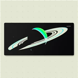 ماوس پد ممتاز سری کلد گلکسی Huepad Saturn 1، ماوس پد گیمینگ پارچه ای HYDRAGLIDE، پد رومیزی XL یا زیرانداز رومیزی به همراه کیف حمل، مشکی | HP9040-GLX-ST1-C