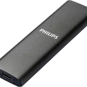 حافظه اس اس دی اکسترنال قابل حمل فیلیپس 250 گیگابایت - فوق العاده باریک، SATA سرعت فوق العاده USB-C - USB، سرعت خواندن تا 540 مگابایت بر ثانیه، سرعت نوشتن تا 540 مگابایت بر ثانیه، آلومینیومی