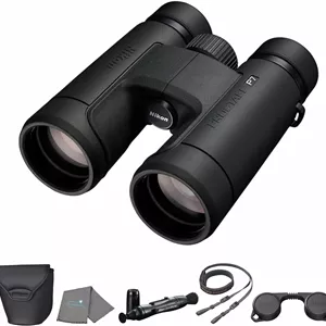 دوربین دوچشمی نیکون PROSTAFF P7 10x42 (16773) مشکی به همراه قلم تمیز کننده لنز و پارچه تمیز کننده، دوربین دوچشمی فشرده برای بزرگسالان برای شکار، تماشای پرندگان و لوازم ضروری پیاده روی، زوم
