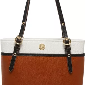 کیف دستی زنانه Anne Klein مدل کلاسیک جیب دار، زنجبیلی بیسکویتی/سفید/مشکی، سایز One Size US
