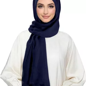 شال زنانه نخی کتانی - شال های شیک زنانه تک رنگ نرم بزرگ بلند شال گردن سبک روسری حجاب، 180×100 سانتی متر