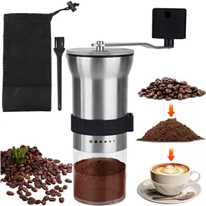 آسیاب قهوه دستی HASTHIP®، آسیاب قهوه قابل حمل، با تیغه مخروطی استیل ضد زنگ CNC و تنظیمات آسیاب قابل تنظیم، آسیاب دانه قهوه، قهوه فرنچ پرس برای آسیاب دستی (25 گرم) 